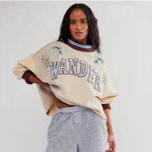 FREE PEOPLE Bali Day Dreams Fleece Pullover WANDER Ivory Combo